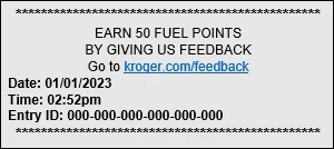 fredmeyer.com/feedback sample receipt